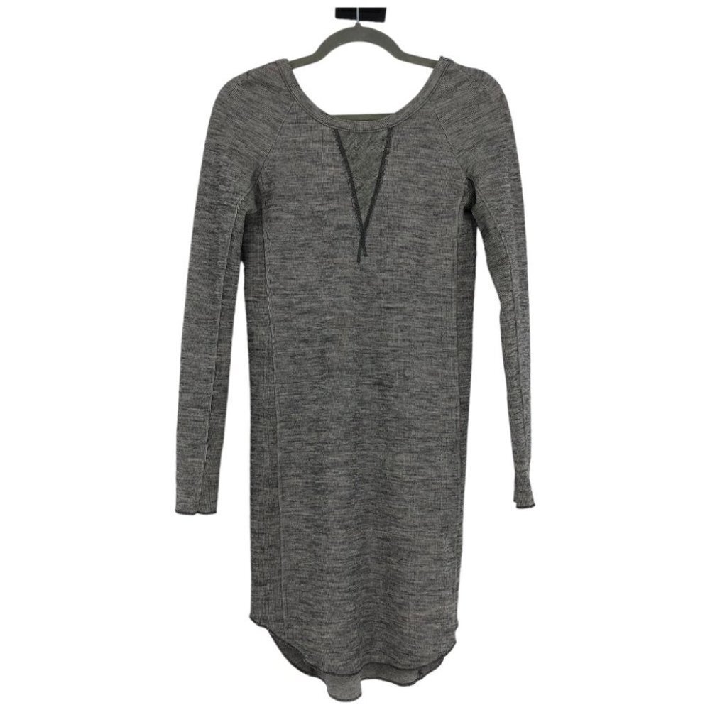 Aritzia Wilfred Heather Grey Ribbed Wool Longsleeve Round Neck Round Hem Dress M